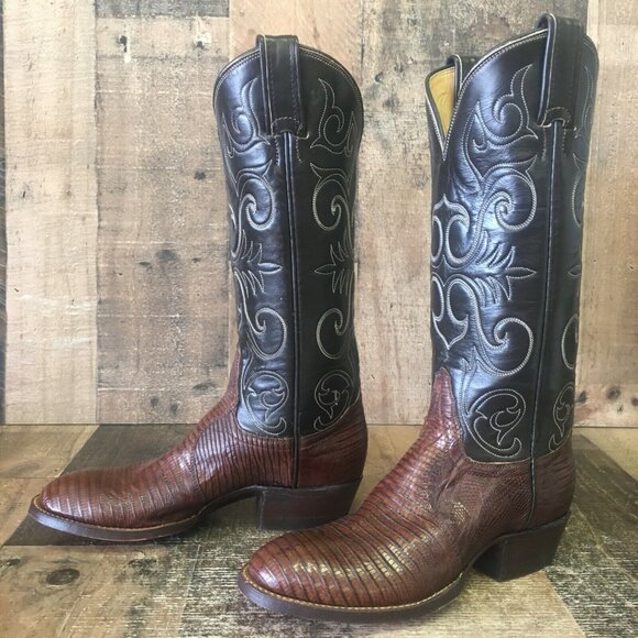 Tony Lama Vintage Round Toe Gold Label Teju Lizard Cowboy Boots Womens 4 B - Picture 5 of 12